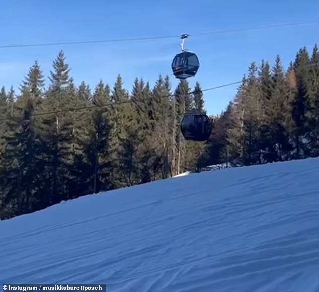 Footage shows the eight-person carriages swinging erratically while travelling up the steep slope in the Zillertal Arena ski area, Tyrol, on Sunday
