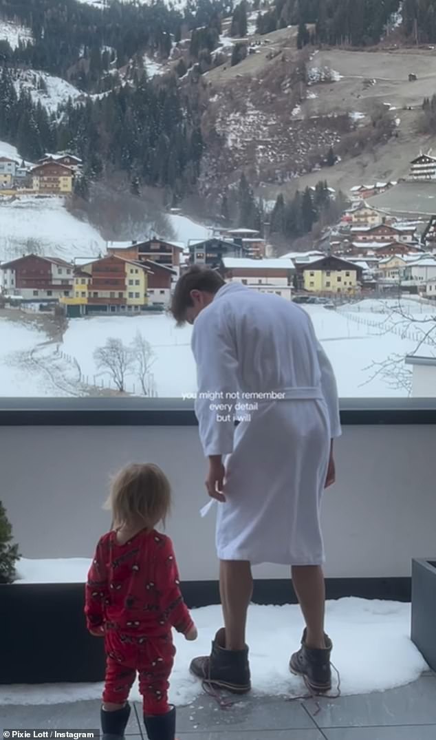 Her husband Oliver was also seen playing in the show with their two-year-old son Albert and pushing the newborn's pram