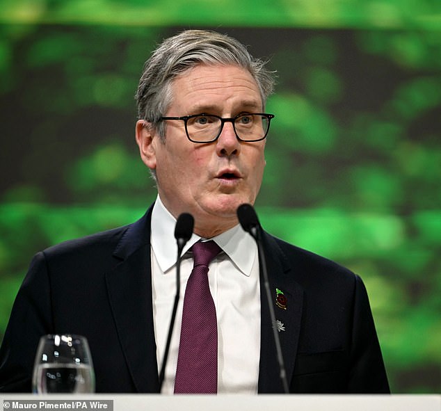 Sir Keir Starmer speaking at the CoP30 summit in Belem Brazil