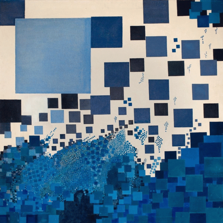 Blue Square Cluster, 1937 | 43 x 43 inches | oil on canvas. (Oskar Fischinger)