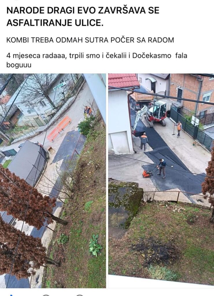 The asphalting of a small Sarajevo street lasted four months