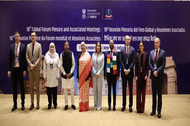 Finance Minister of India Nirmala Sitharaman with  senior Finance and Economic Ministers from Andorra, Montenegro, Hungary, Kuwait, Cayman Islands, Slovak Republic, Panama and Zimbabwe