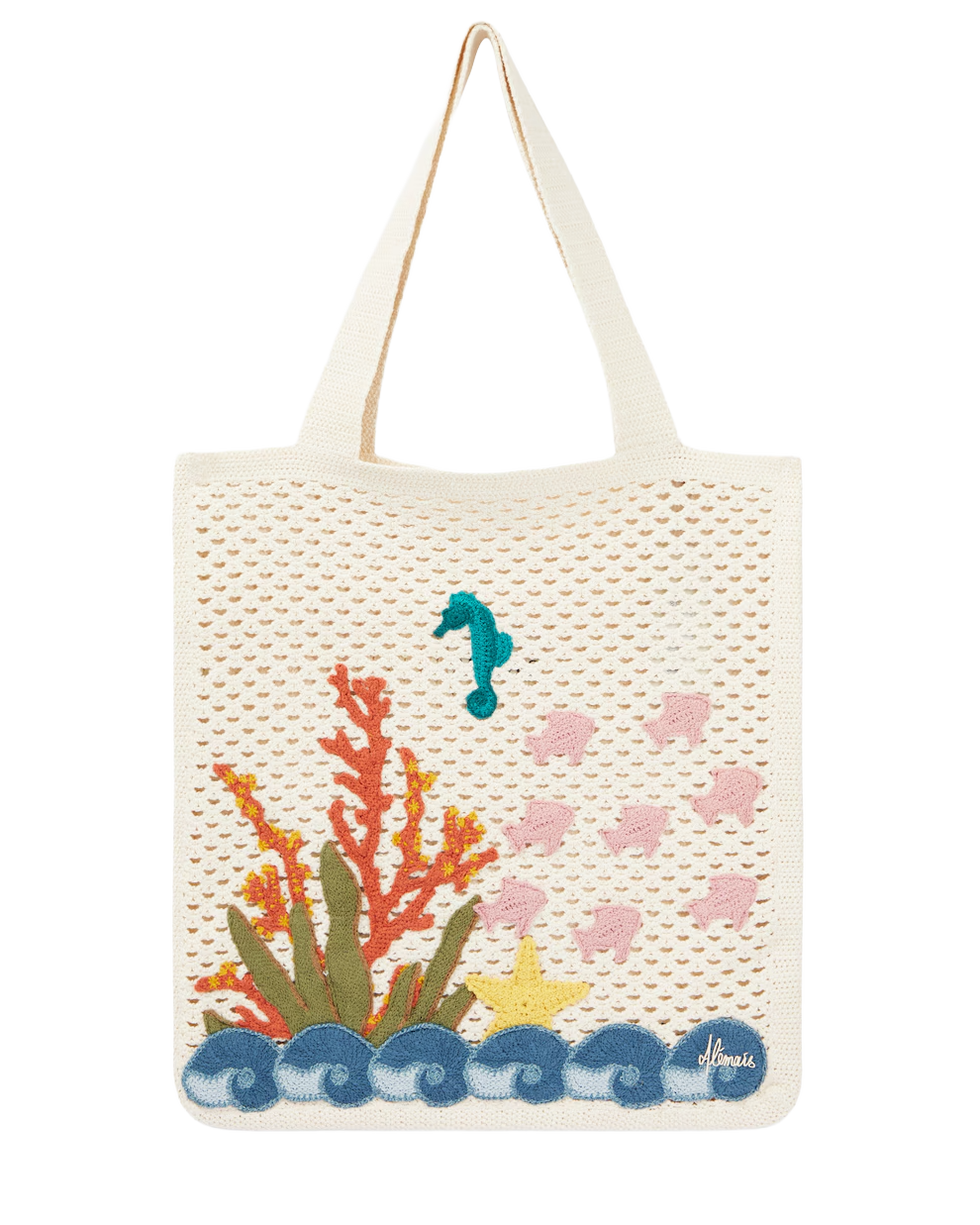 Splash Appliqué Crochet Tote Bag