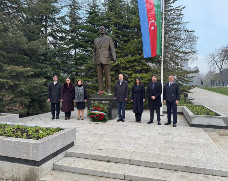 Azerbaijani delegation visits Heydar Aliyev monument in Serbia
