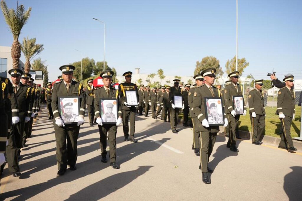 Funeral ceremony hold at the Libyan General Staff headquarters after the bodies of the Libyan military delegation, who died in a jet crash in Ankara arrived, in the capital Tripoli, Libya on Dec. 27, 2025. (AA Photo)