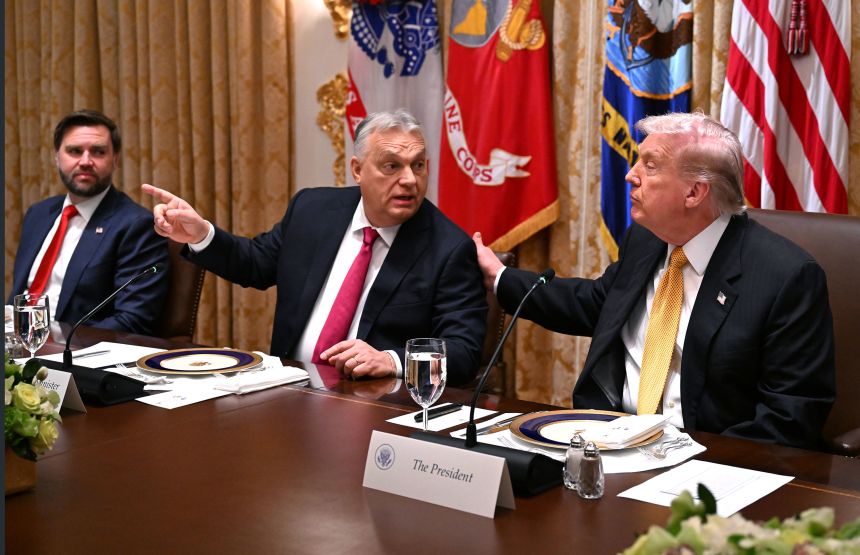 Hungary's Prime Minister Viktor Orbán met with US President Donald Trump during a bilateral lunch in the Cabinet Room of the White House on Friday.