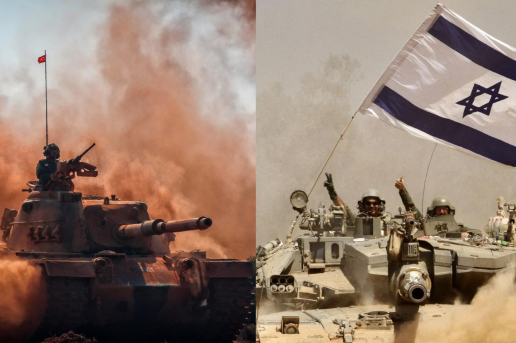 The photo shows both the Turkish Armed Forces (TAF) tank and the Israeli armys tank, posted on X on Dec. 26, 2025. (Photo via X)
