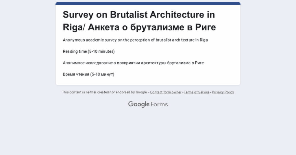 Survey Brutalist Architecture Riga