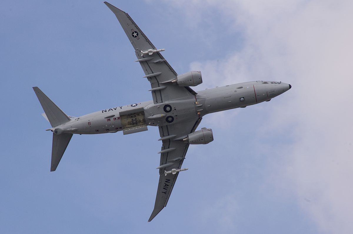 P-8A Poseidon patrol and anti-submarine aircraft with Harpoon anti-ship missiles