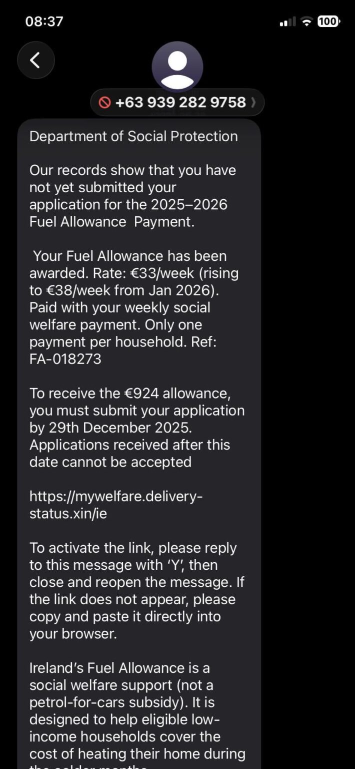 This mornings text scam, for fuel allowance. Please help out your less tech savy friends or family to let them know this is a scam.
