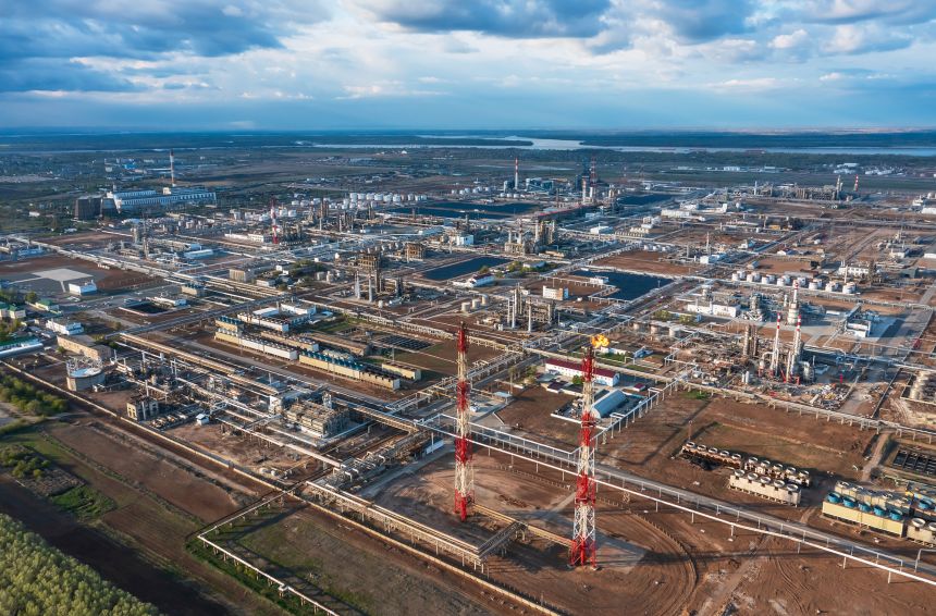 A Lukoil refinery in Volgograd, Russia, pictured on April 22, 2022.