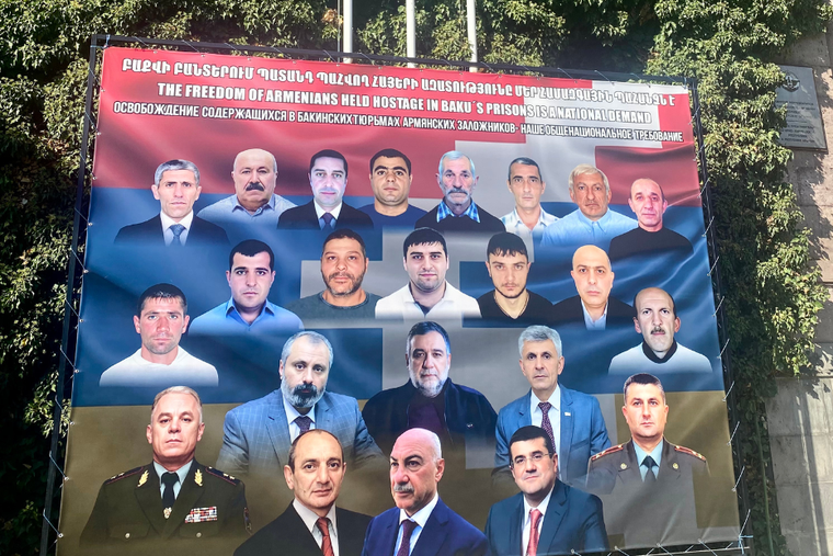 Poster of Armenian hostages in Azerbaijan.