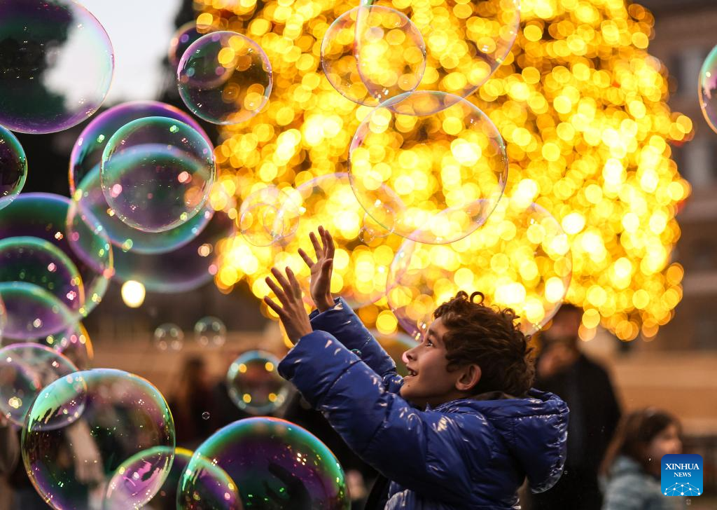 Christmas lights seen in Rome, Italy-Xinhua