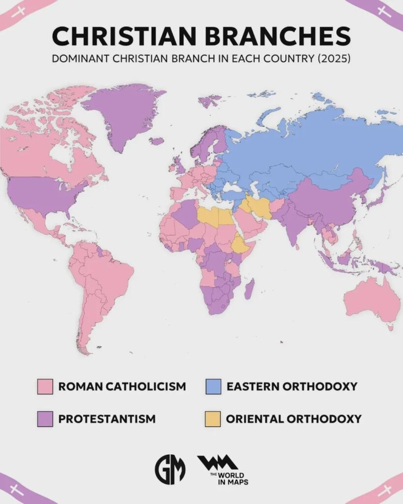 Christian branches by country (2025)