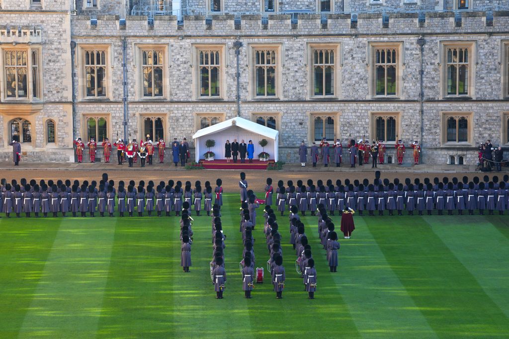 The Guards line up in the Windsor Quadrangle