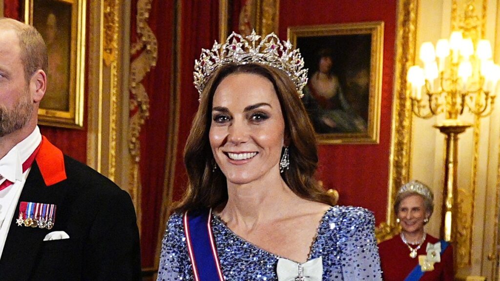 Royal family LIVE: British royal family arrive at state banquet, Princess Kate shines in new tiara