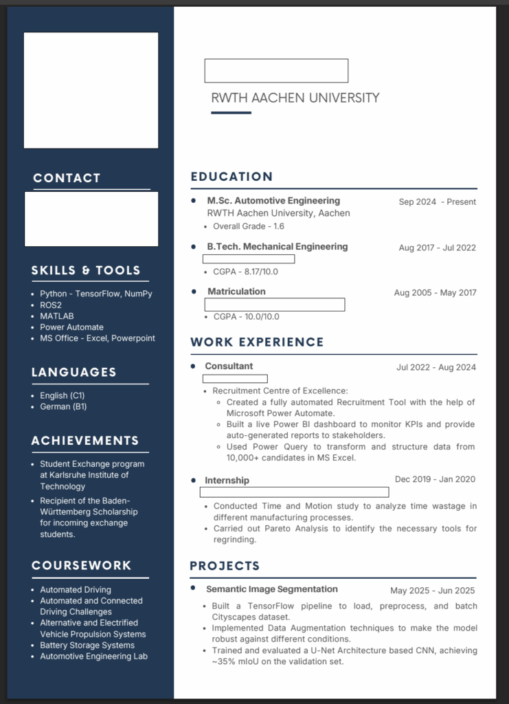 Resume Review (Working Student Positions)