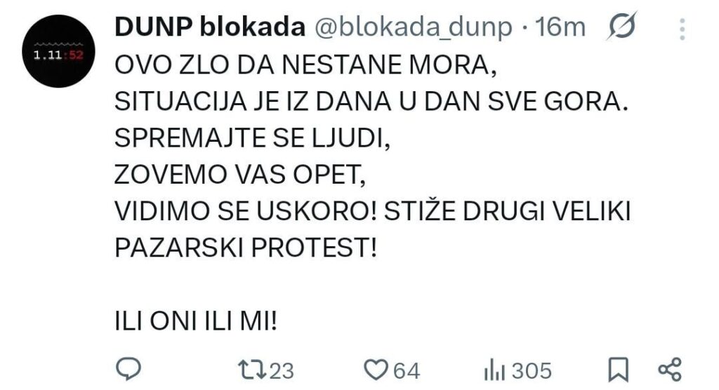 Soon again in Novi Pazar! They are paying a huge price for their resistance.