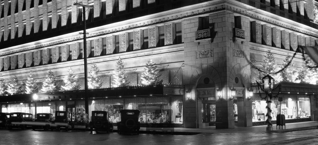 black and white photo of a building from 1929