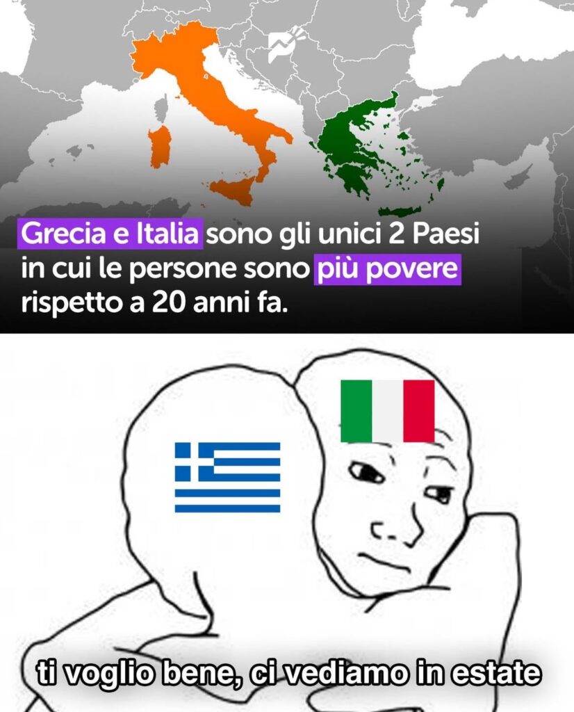 Italy and Greece are the only countries where people are poorer than 20 years ago