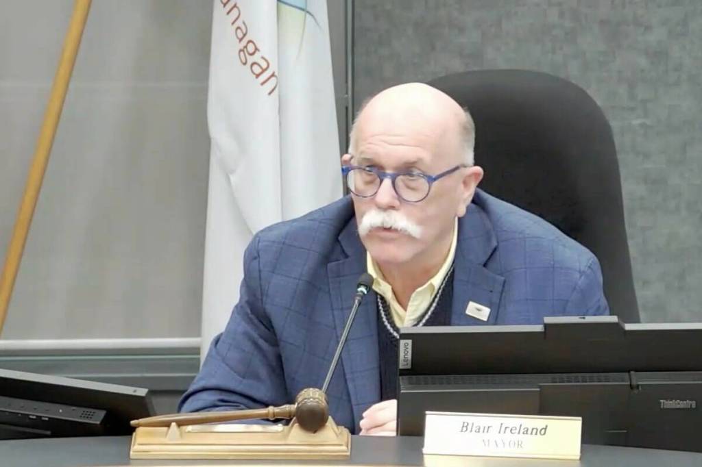 On Jan. 21, 2025, Lake Country Mayor Blair Ireland apologized for profanity laced comments he made during a Jan. 14, 2025 council meeting. (District of Lake Country council video)