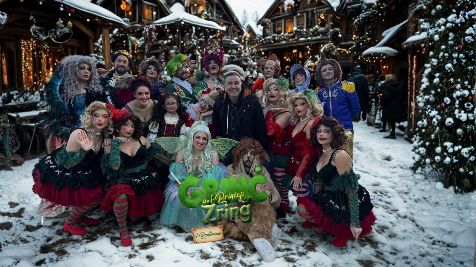 The cast of <em>Grinċ u l-prinċep żrinġ</em>.