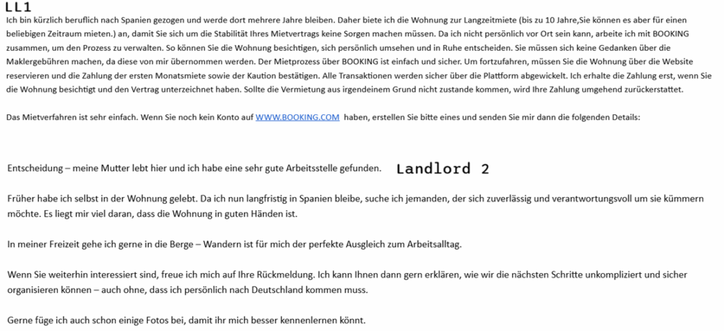 Spanish Vermieter*in (away but here's my passport and photos?)