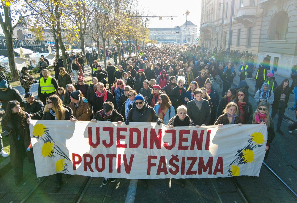 Citizens protest in Zagreb against the rise of fascism in Croatia