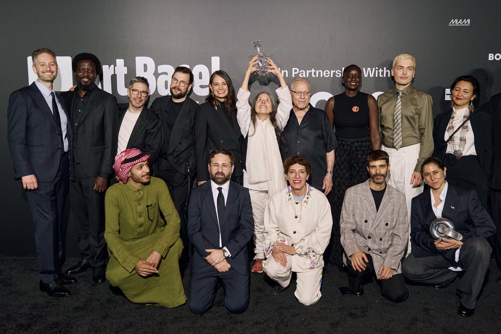 The Art Basel Awards, launched in February, honoured 36 medallists from the contemporary art sector in nine categories. Bottom right, Meriem Bennani holds the Boss Award.