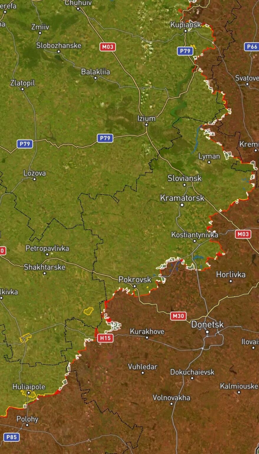 Ukraine/Russia. Donetsk and eastern Zaporizhzhia: changes over the past six months