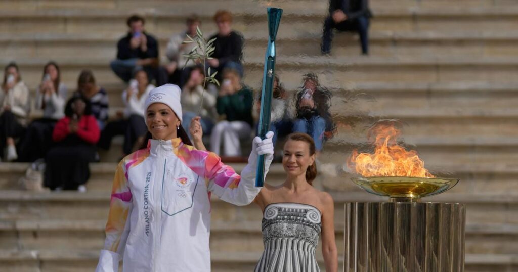 Olympic flame for Milan Cortina Winter Games arrives in Italy following handover in Greece | National News