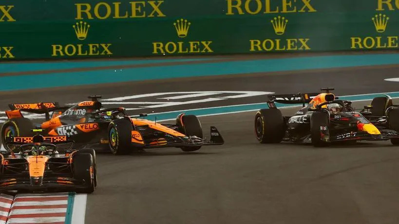 Oscar Piastri and Max Verstappen's incident in the first corner during last year's Abu Dhabi Grand Prix 