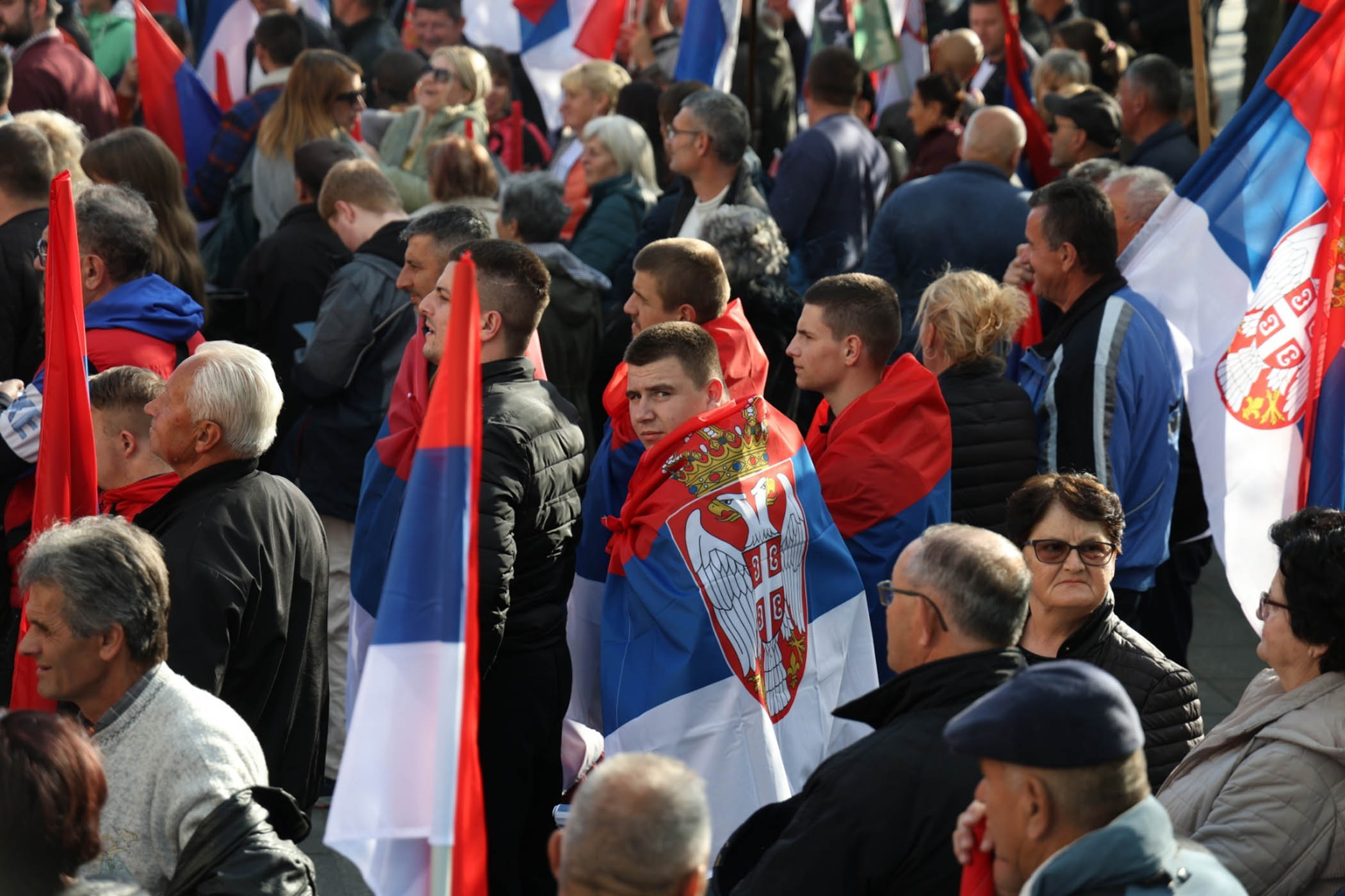 Bosnian Serbs participate in a demonstration in Banja Luka last year denying that the 1995 Srebrenica genocide took place