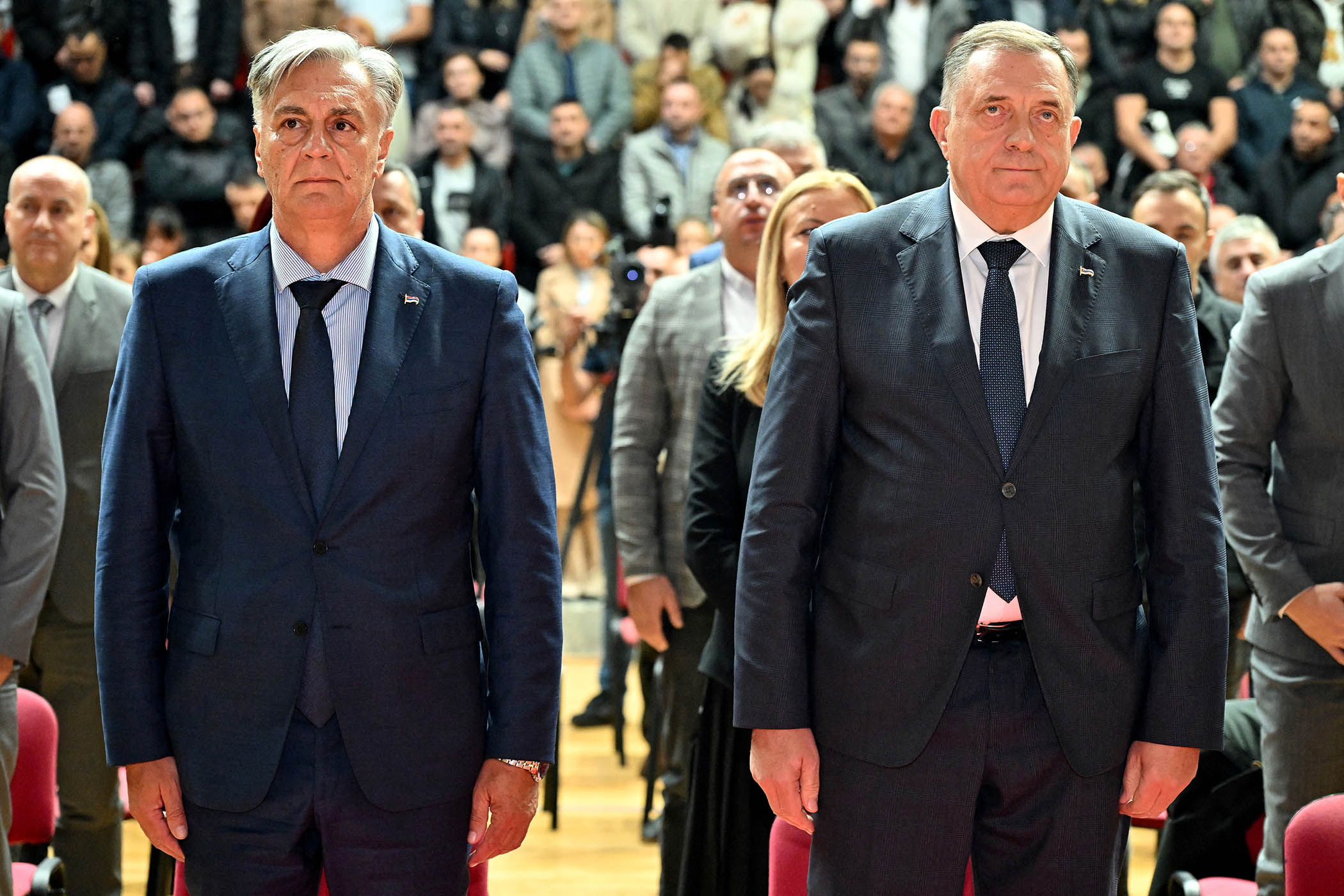 Former president Milorad Dodik, right, with president-elect Siniša Karan. Not even Karan has bothered to claim Dodik is not still running the show