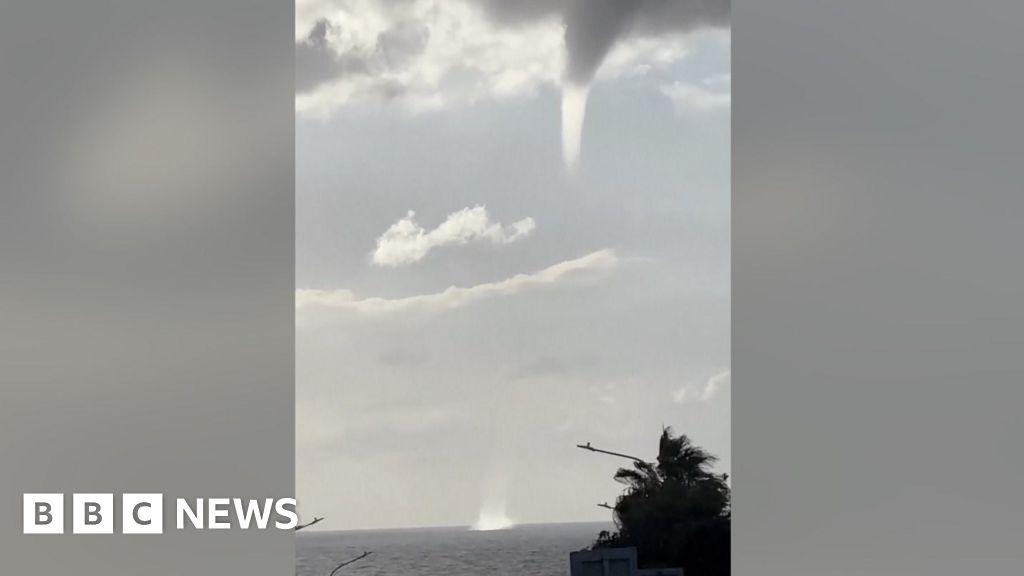 Waterspout spotted after Storm Byron hits Cyprus A waterspout over the sea in Cyprus