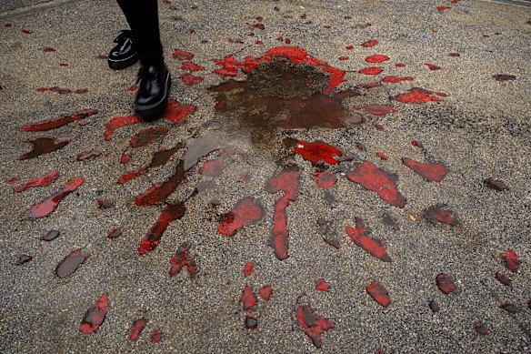 A local guide explains the meaning of Sarajevo roses.