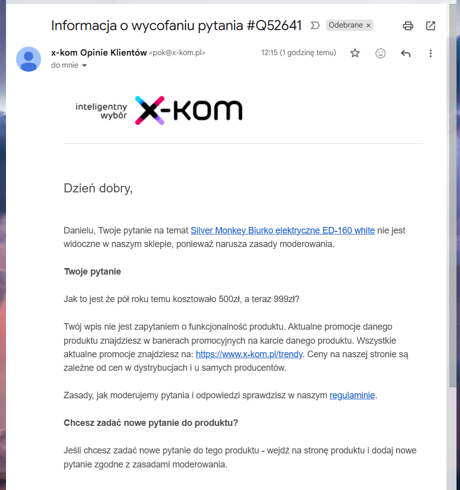 You can't talk about prices anymore