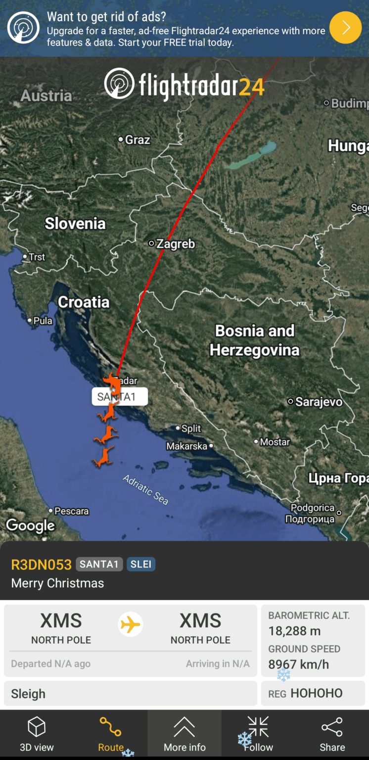 Santa Claus flew over Croatia