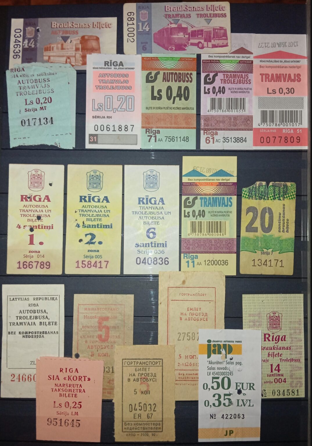 Riga public transport old tickets