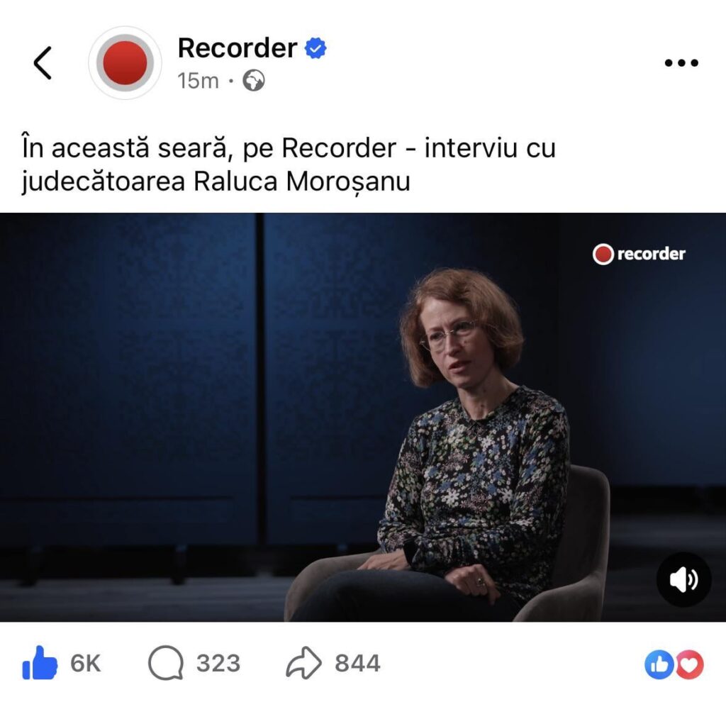 Interview with Raluca Moroșanu, the bravest judge of the moment - tonight on Recorder