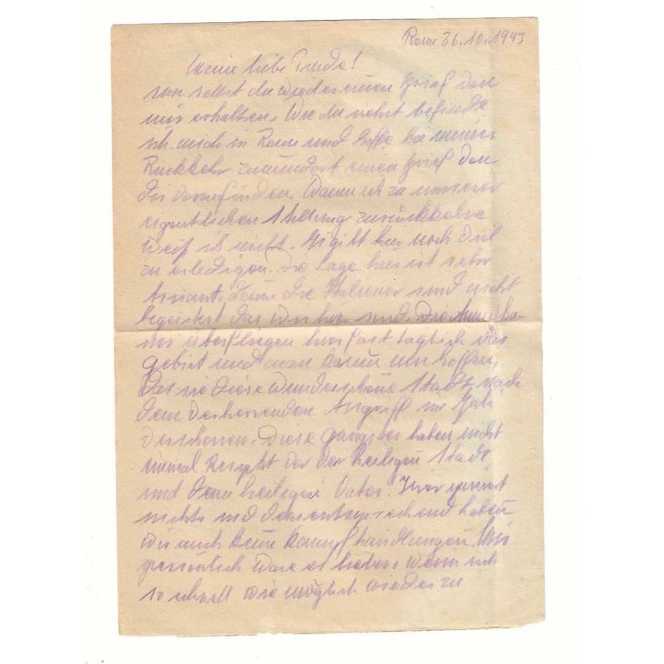 WW2 Era Letter Written by German Soldier In Italy. “The Italians are not thrilled that we are here”. Italy History. Details in comments.