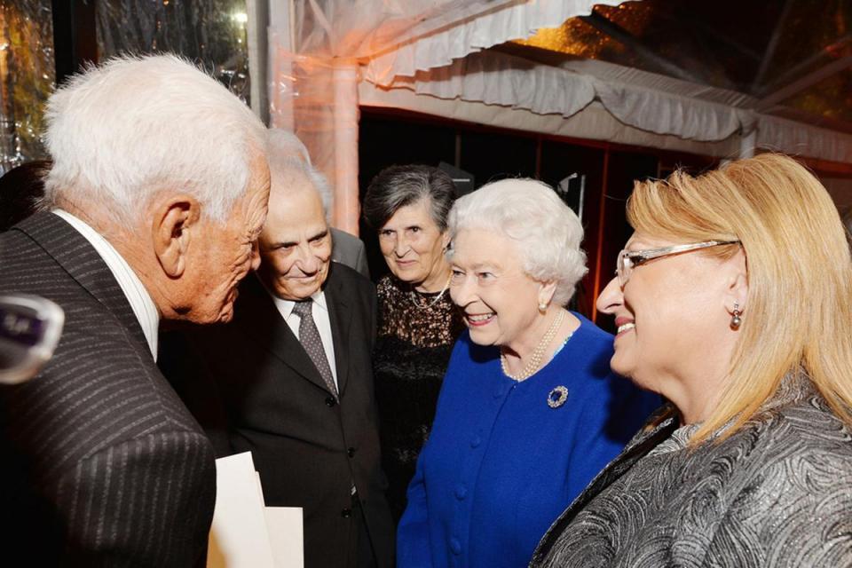 Frank Attard meeting the Queen in 2015, alongside then President Marie-Louise Coleiro Preca. Source: Getty Images