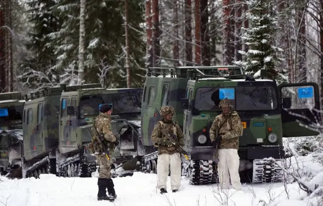 Members of 3 Rifles at Vuosanka near Kajaani