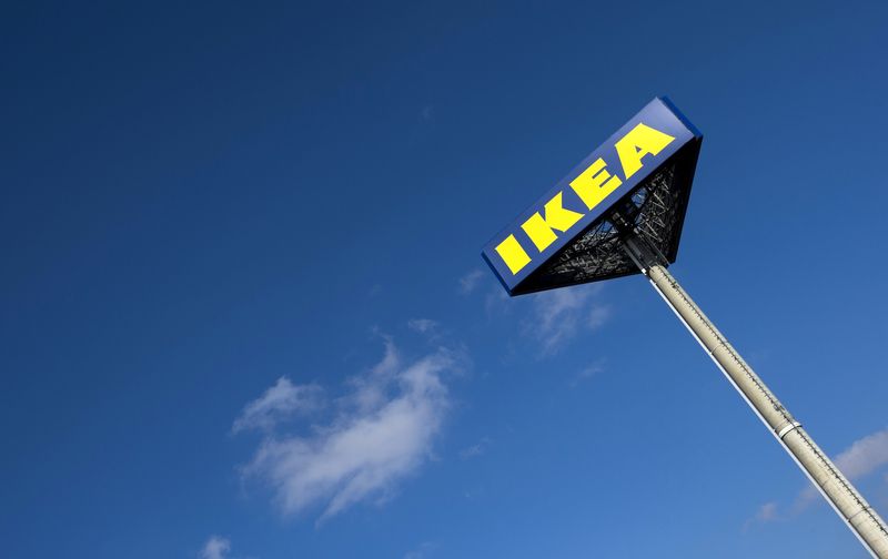 The IKEA logo is seen outside IKEA Concept Center, a furniture store and headquarters of the IKEA brand owner Inter IKEA, in Delft, the Netherlands March 16, 2016
