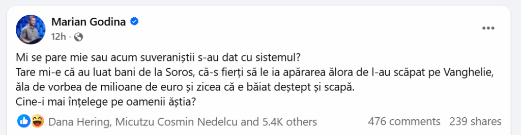 Marian Godina - Does it seem to me or have the sovereignists now given up on the system?