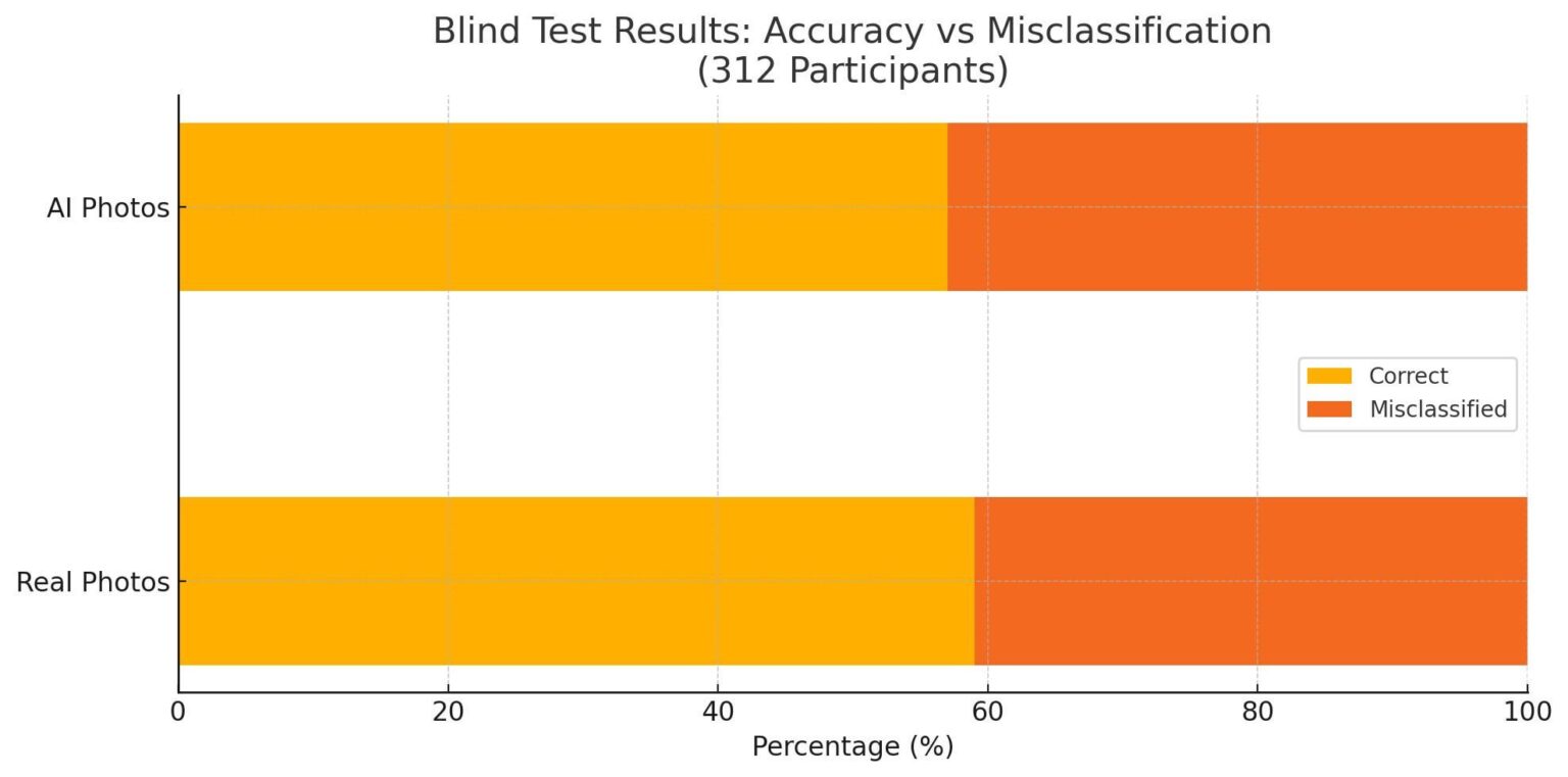 [OC] How AI Headshots Compare to Real Photos: A Blind Test With 300+ Participants