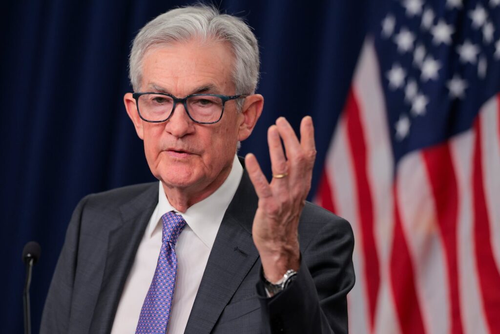 Man in the middle: Fed chair Jerome Powell.