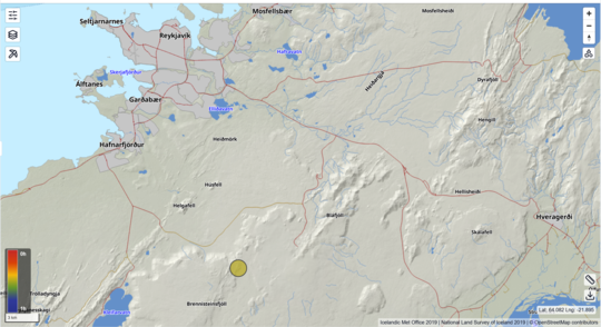 Map showing Brennisteinsfjöll