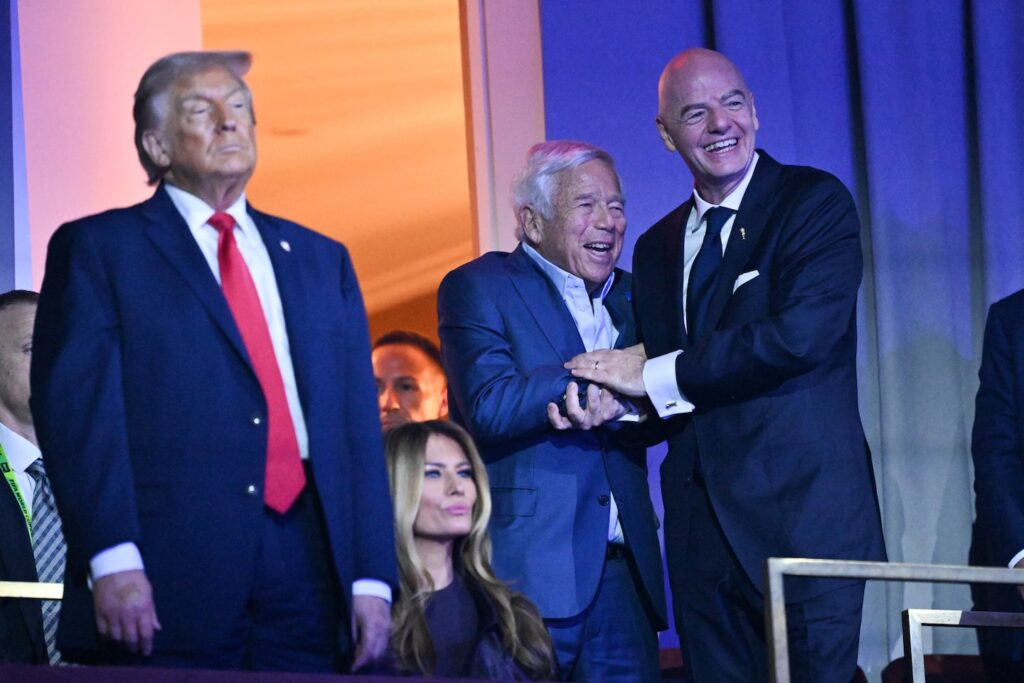 Patriots and Revolution owner Robert Kraft was in attendance at Friday's World Cup draw in Washington, seated with (from left) President Trump, First Lady Melania Trump, and FIFA president Gianni Infantino.