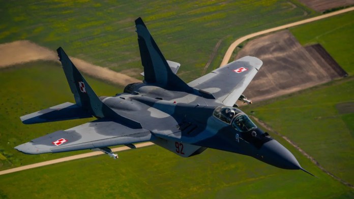 A MiG-29 fighter belonging to the Polish Air Force